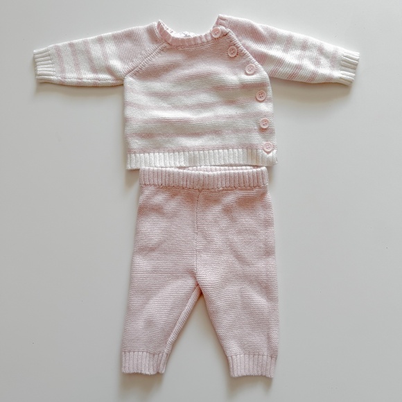 Rene Rofe Baby Knit Outfit for 0-3 months, pink and white, pre-owned - Picture 1 of 4